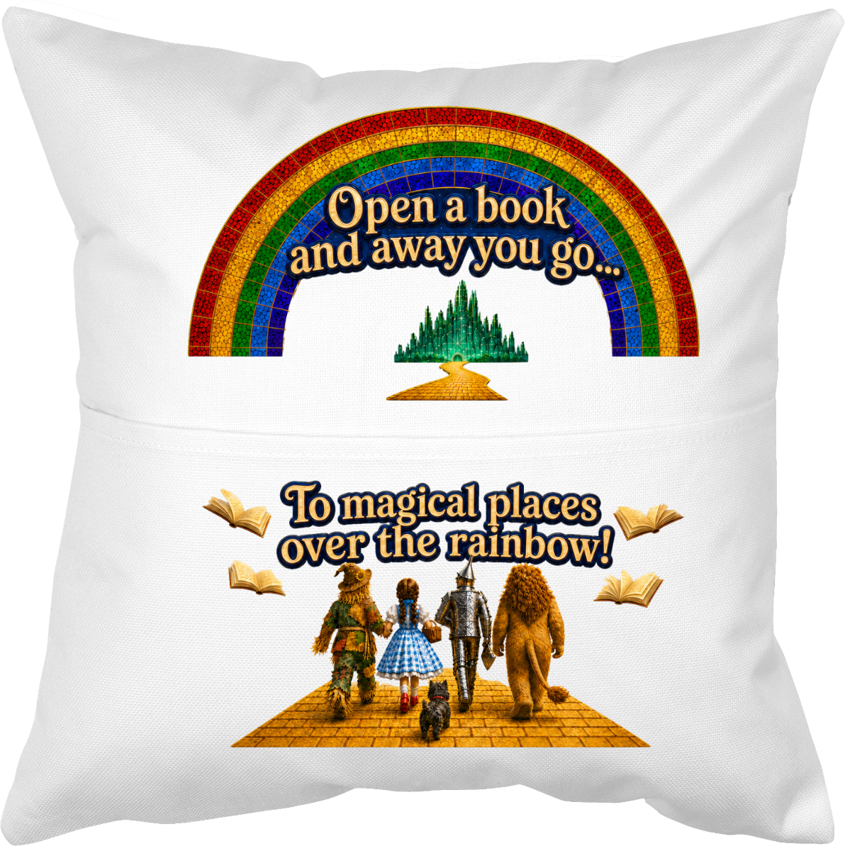 CSSA26 Pocket Pillow with Somewhere Over the Rainbow reading design