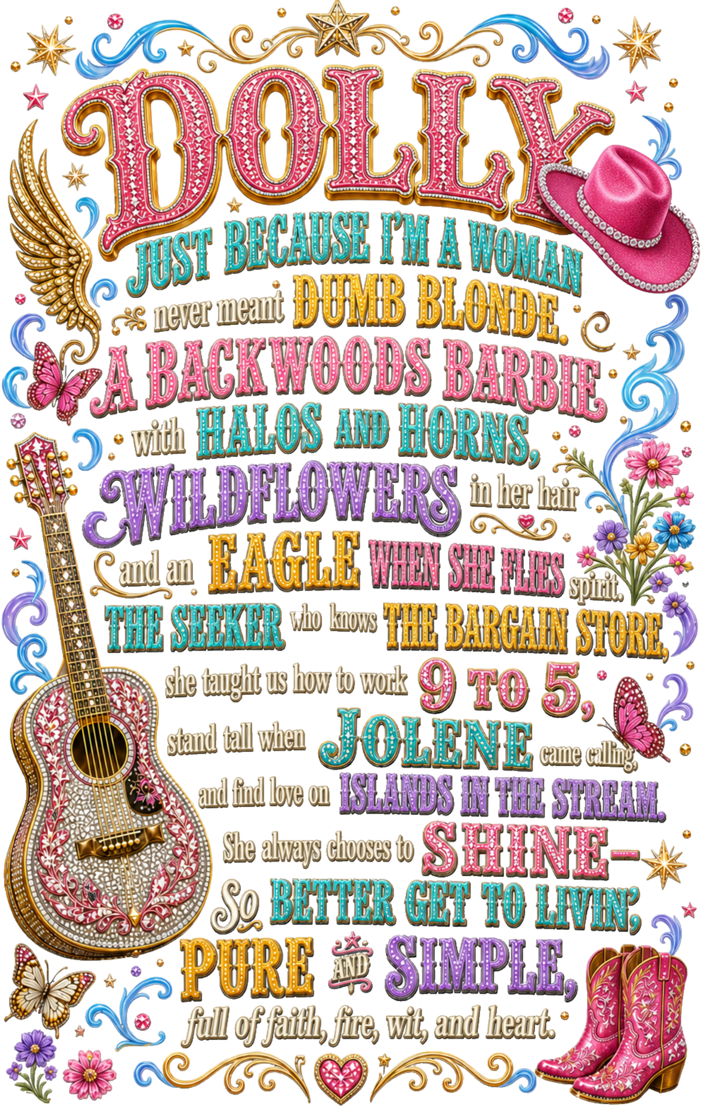 Dolly tribute DTF print artwork